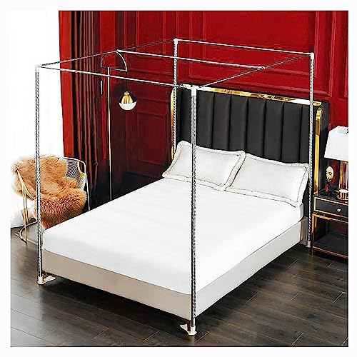 FDFWEFLQQ Stainless Steel Mosquito Net Canopy Bed Frame Brackets (4 Corners) - Full Size 2x2m, Silver - Elegant Bedroom Decor for Romantic & Boho Chic Style