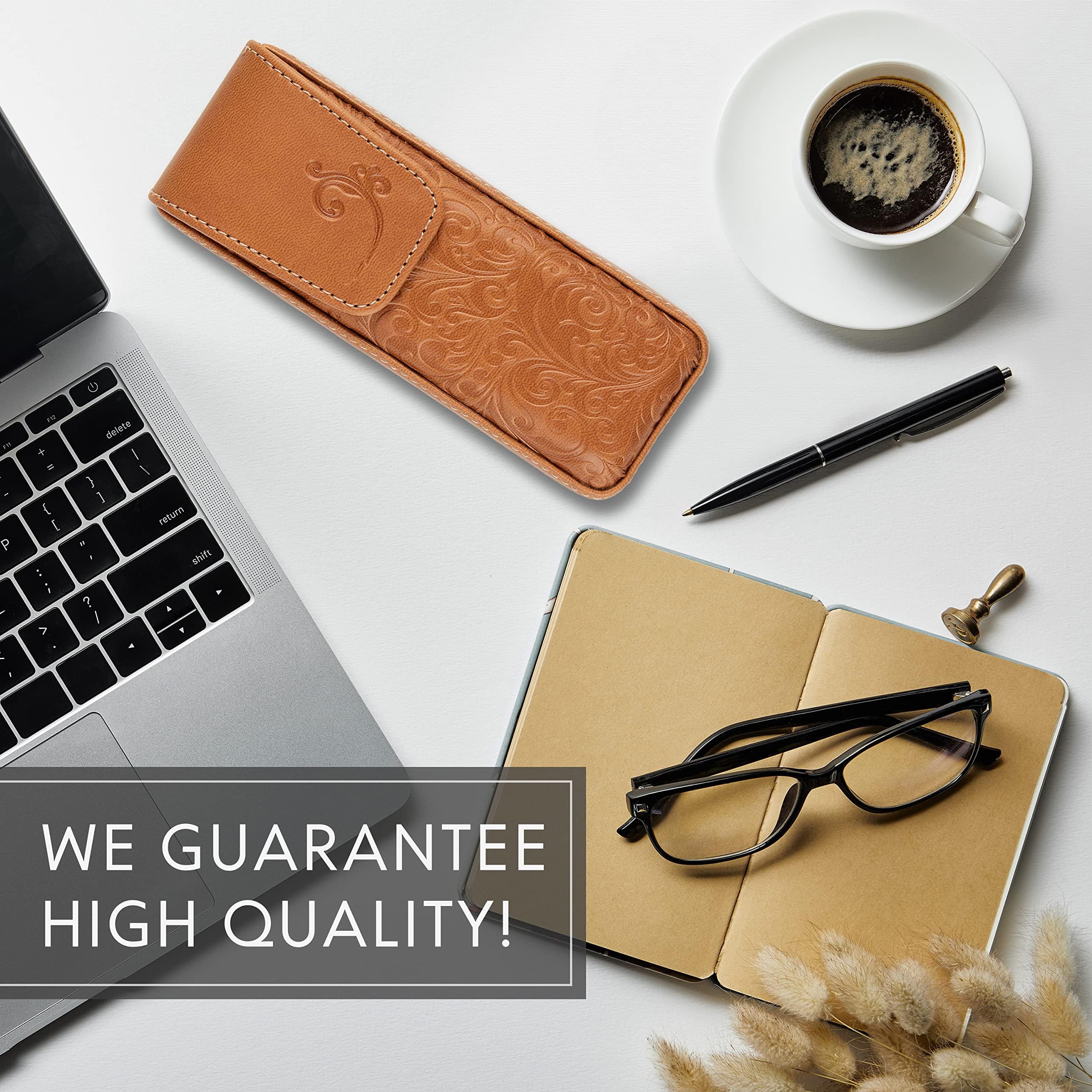 **Brown PU Leather Hard Eyeglass Case for Women - Classic Style Reading Glasses Holder & Spectacles Box - Perfect for Travel, Office, and Daily Protection**