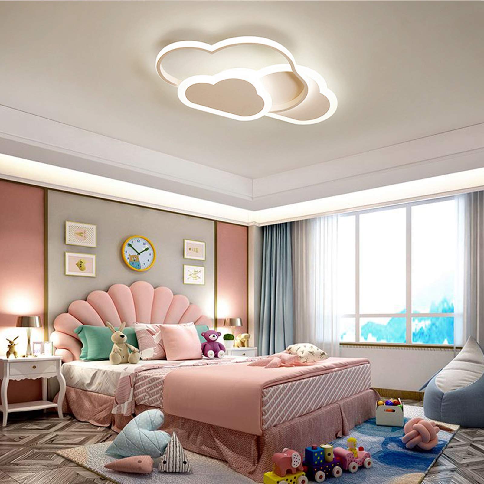 Kids Heart LED Ceiling Light 37W Dimmable for Bedroom & Nursery - White Cloud