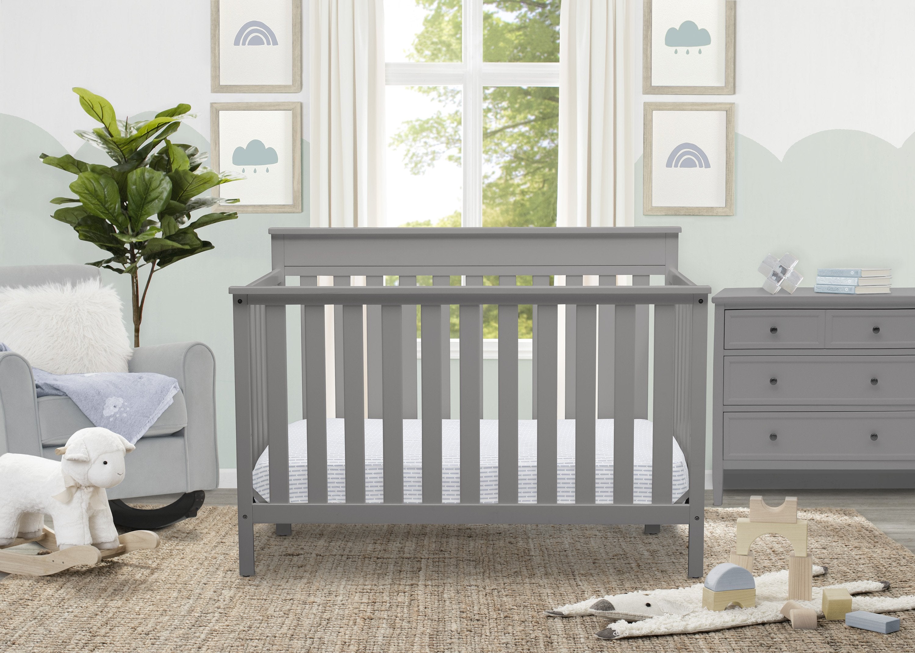 Kingswood 4-in-1 Convertible Baby Crib to Toddler Bed - Safe & Stylish Nursery Furniture for Newborns & Infants - Perfect for Bedrooms, Daycare & Nursery Decor