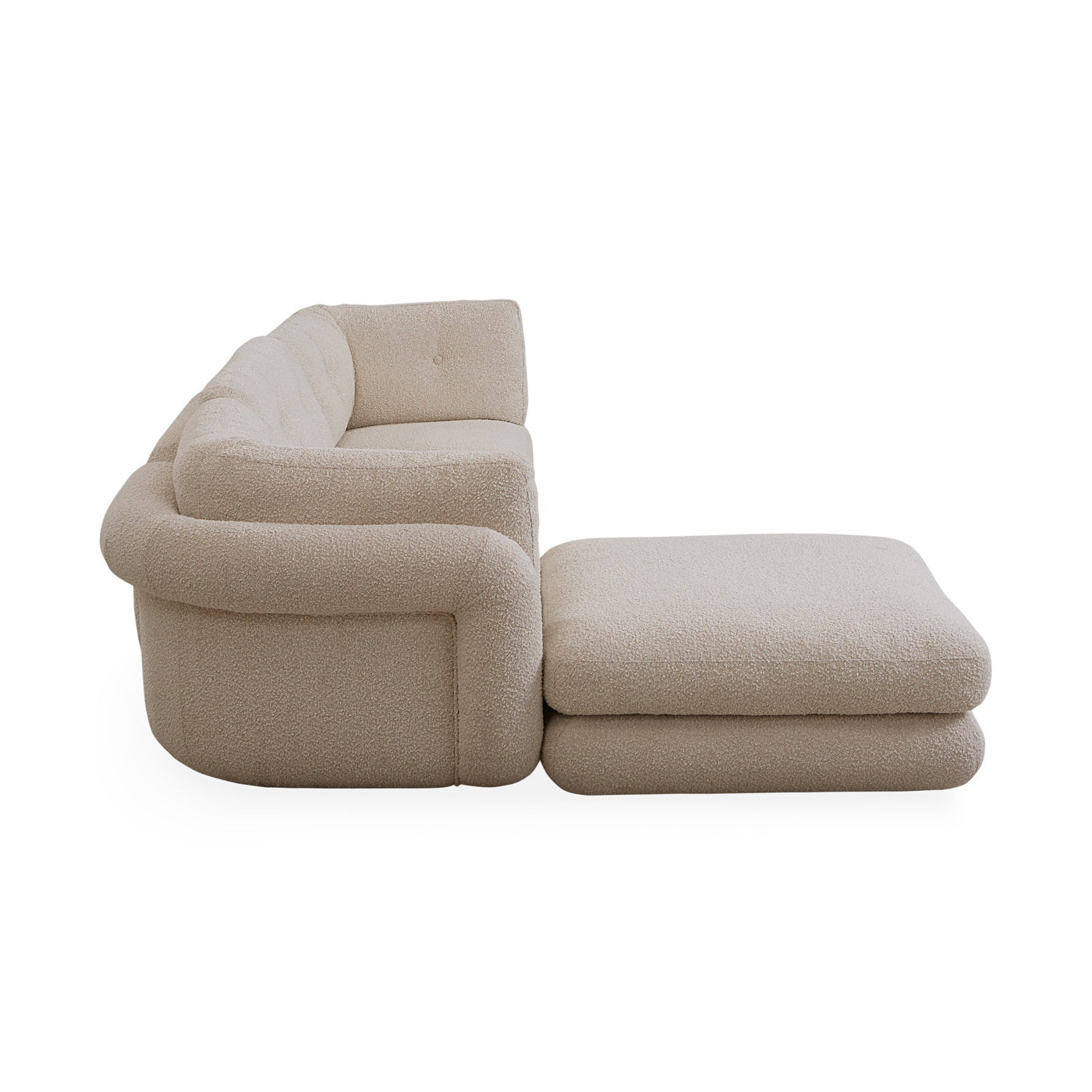 Pompidou 120” Modular Four Piece Sectional Sofa with Ottoman - Modern L-Shaped Living Room Furniture for Home Theater & Family Gatherings