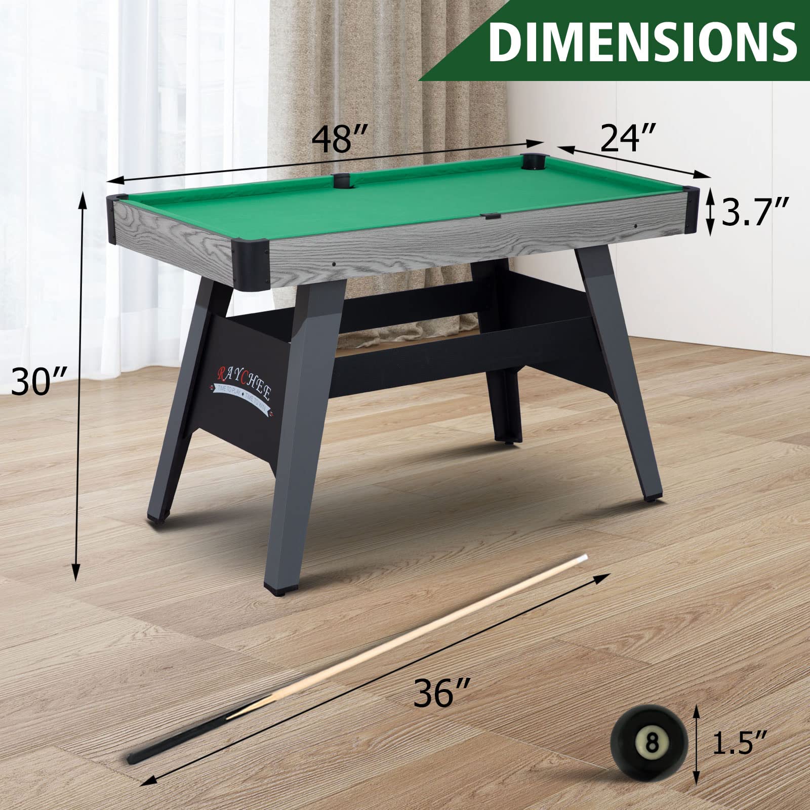 4ft Portable Billiards Pool Table for Kids & Adults - Indoor Game Table with 2 Cue Sticks, 16 Balls, Triangle, Chalk & Brush - Perfect for Family Game Rooms, Playrooms & Home Entertainment (Red)