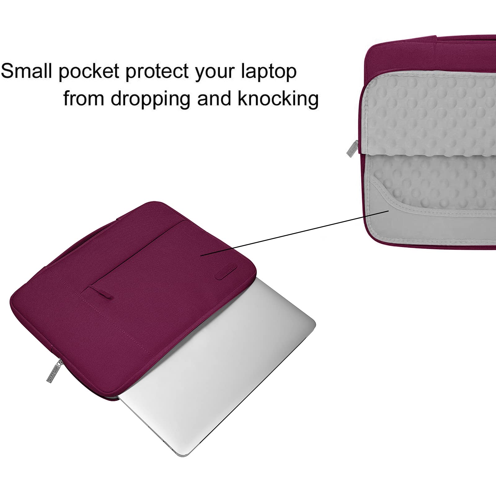 MOSISO 13-14 Inch Laptop Sleeve with Handle - Protective Case Compatible with MacBook Air 13/Pro 13/14, HP, Dell, ASUS, Lenovo Notebooks - Durable Polyester Computer Bag (Burgundy) for Work, School & Travel