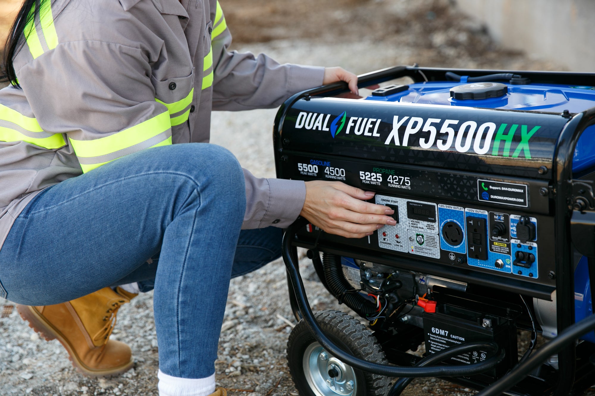 5500W Dual Fuel Portable Generator with CO Alert - Gas & Propane Powered for Camping, RV, Home Backup & Emergency Power