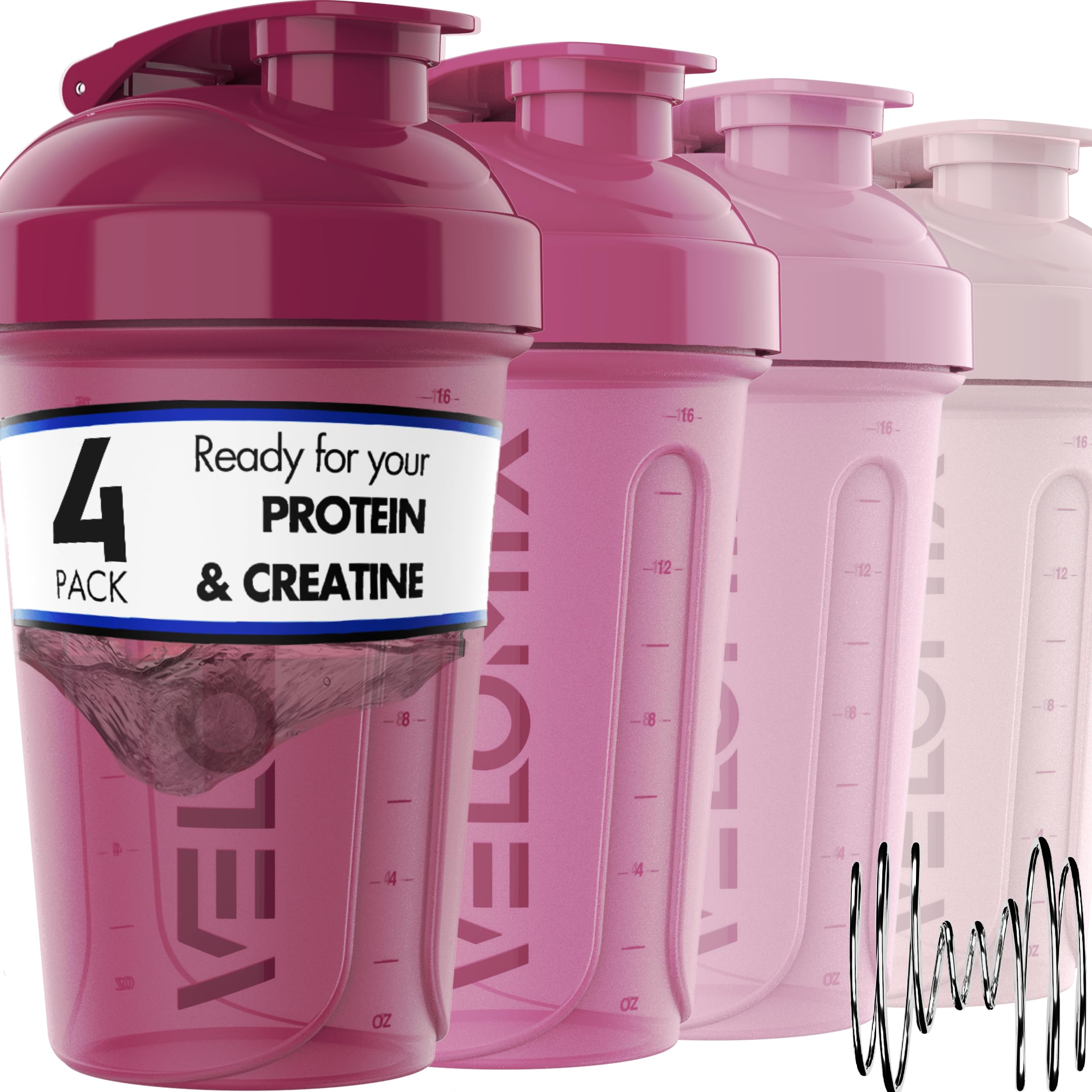 4 Pack 20oz Protein Shaker Bottles for Protein Powder & Workout Drinks - Leakproof Mixing Cups for Gym, Fitness & Post-Workout Recovery - BPA-Free Berry Blend Shakers (Ideal for Bodybuilding, Weight Loss & Meal Replacement)