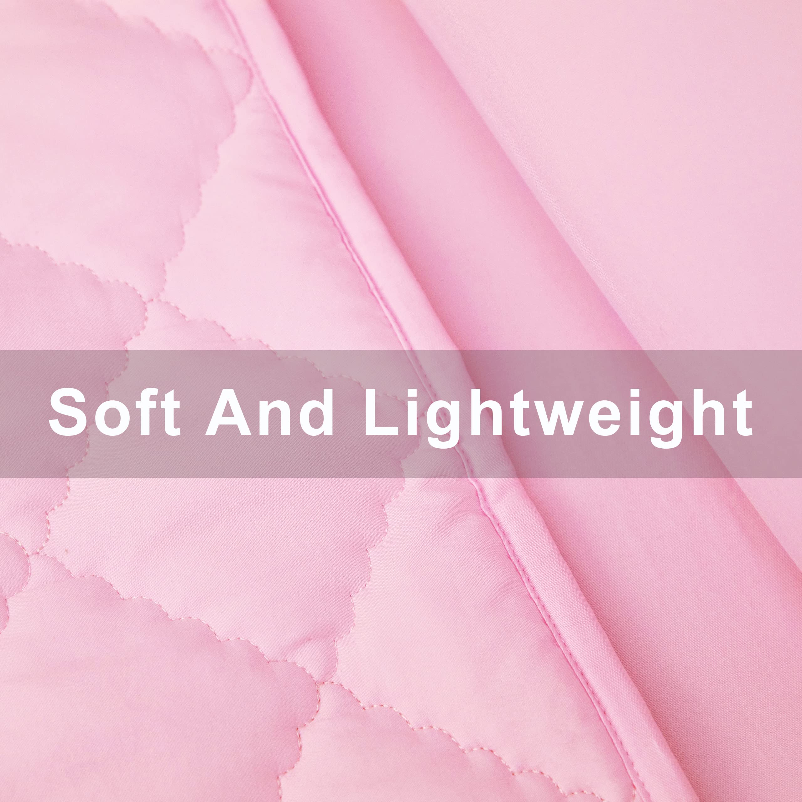 FLXXIE 4-Piece Toddler Bedding Set - Soft Breathable Microfiber Crib Sheets with Quilted Comforter, Flat Sheet, Fitted Sheet & Pillowcase for Boys & Girls (Pink) - Perfect for Nursery, Daycare & Toddler Rooms