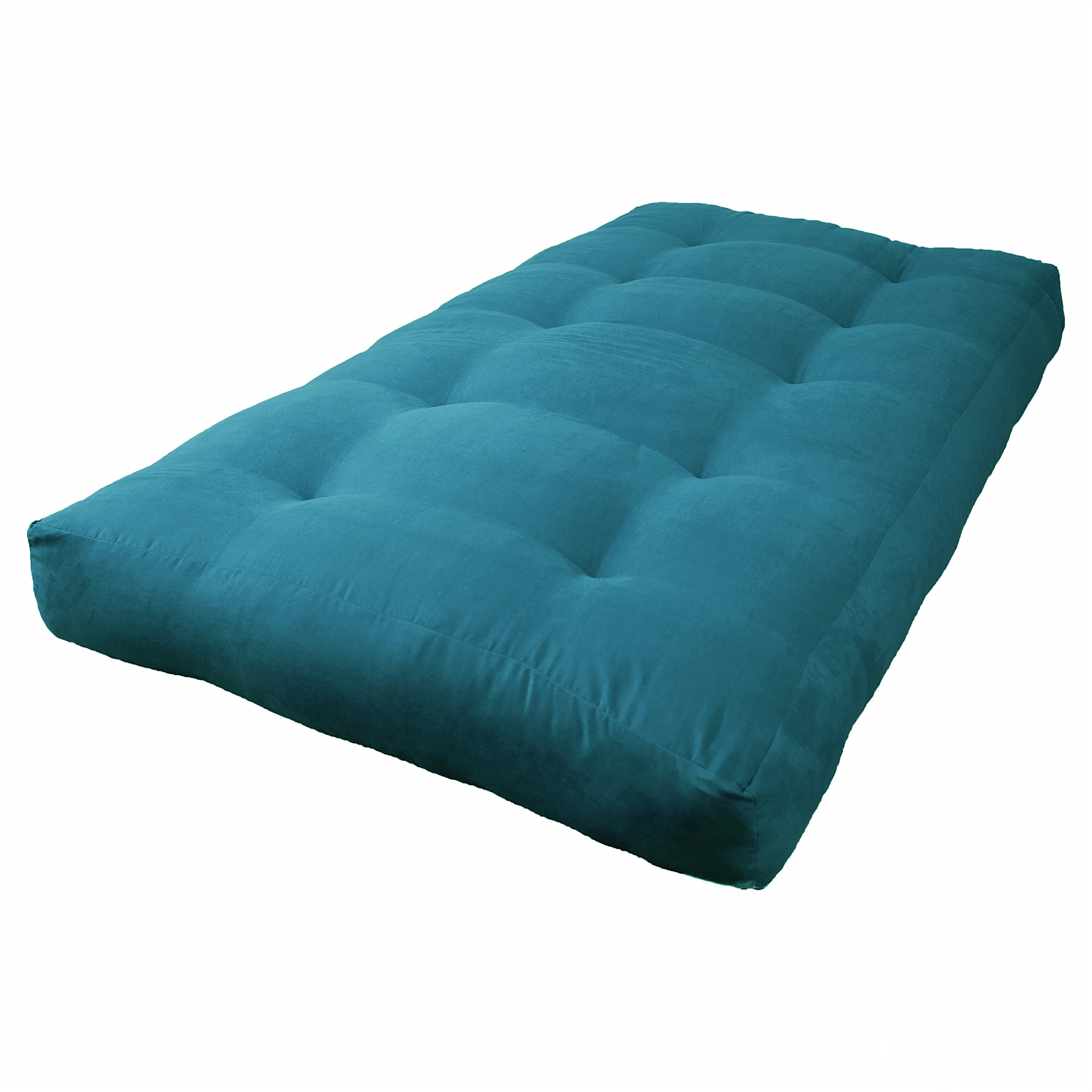 Blazing Needles Vitality 7-inch Microsuede Twin Futon Mattress - Aqua Blue (Mattress Only) | Comfortable Sofa Bed & Guest Room Sleeping Solution