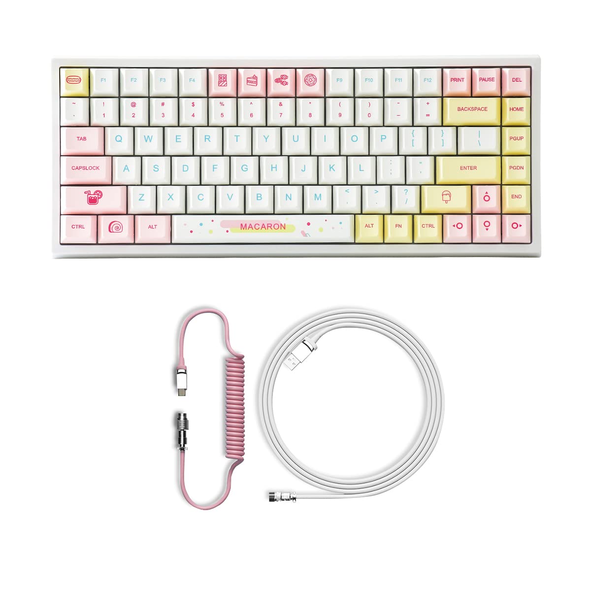 YUNZII Macaron 84-Key RGB Mechanical Keyboard with Gateron Brown Switch & Coiled Cable for Gaming & Office