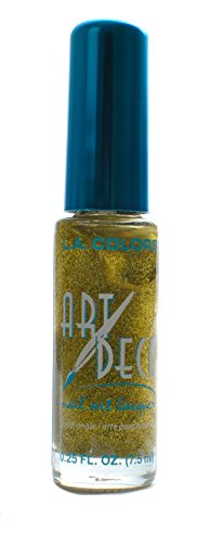 L.A. Colors Nail Art Deco Gold Glitter Polish - Long Lasting Metallic Nail Polish for Women, Perfect for Parties, Weddings & Special Occasions