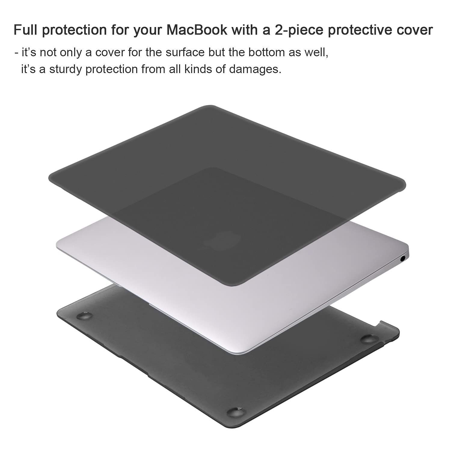iCasso Hard Shell Case Cover & Keyboard Cover for MacBook Air 13 inch (2021-2018 Release A2337/A1932/A2179) - Compatible with Touch ID Retina Display, Protective Laptop Case (Black) - Perfect for Work, Travel & School