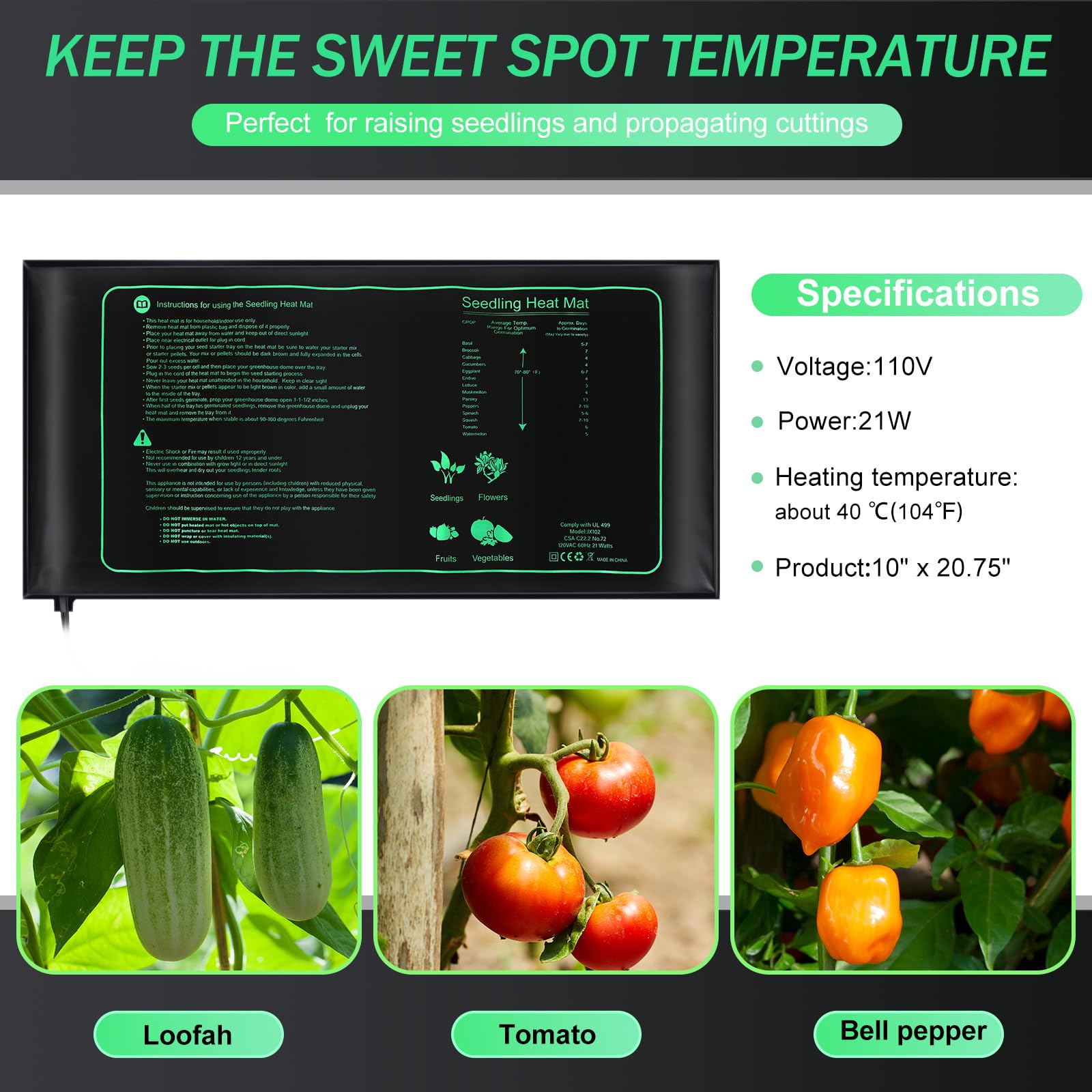 ROCEEI 10 Pack Waterproof Seedling Heat Mat 10