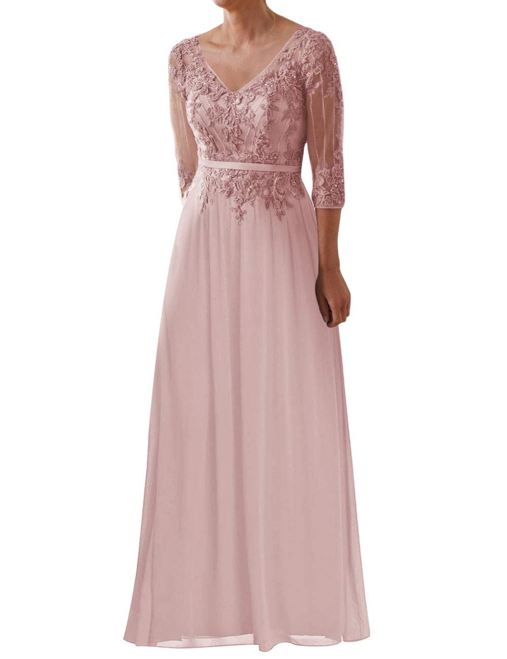 Elegant Lace Mother of The Bride Dress with Sleeves - Chiffon Formal Evening Gown for Weddings, Galas & Special Occasions