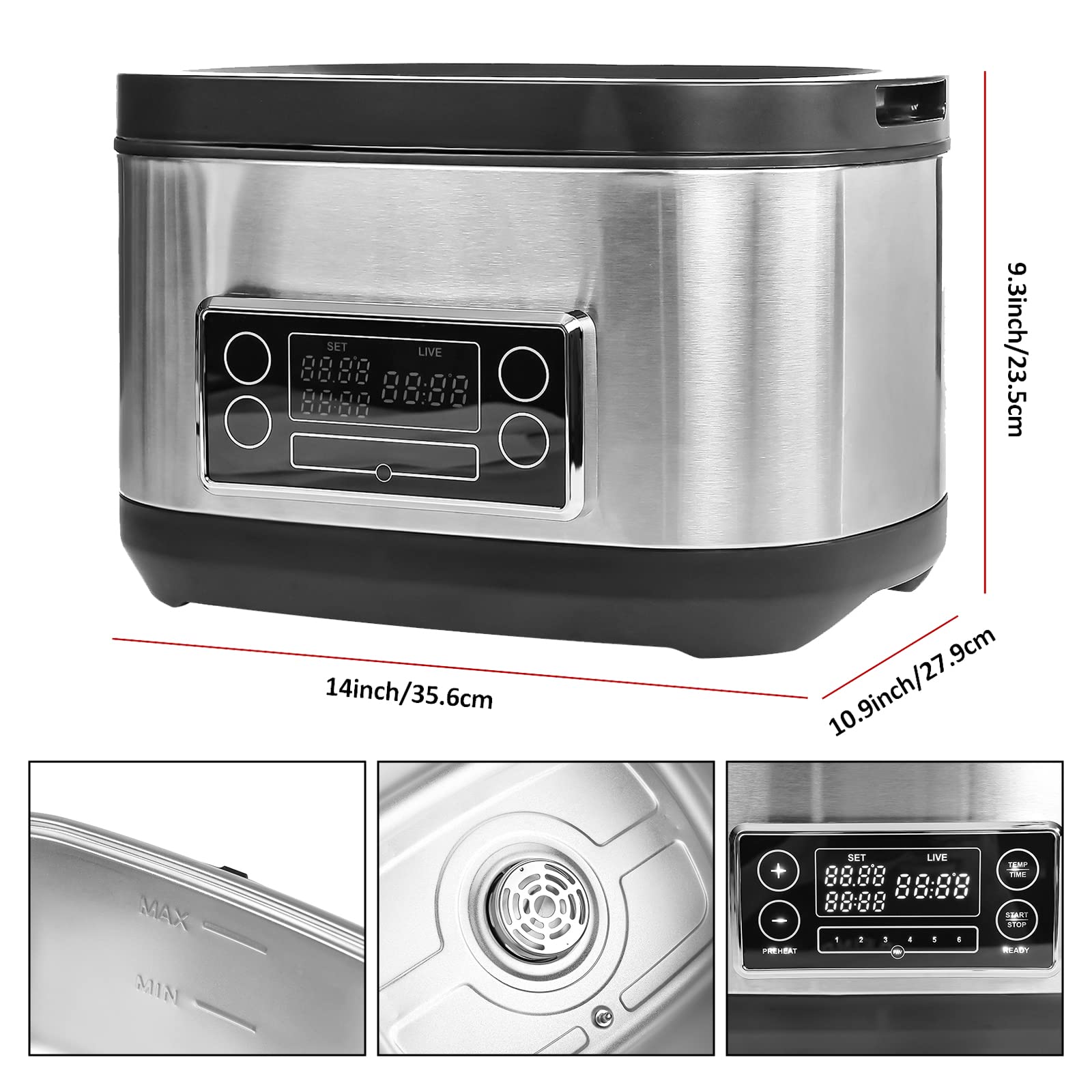 Monogatari Stainless Steel Sous Vide Precision Cooker - 8 Quart Immersion Circulator with LED Touchscreen, Ultra-Quiet & Fast Heating for Perfect Steak, Chicken & Seafood | Ideal for Home Chefs & Sous Vide Beginners
