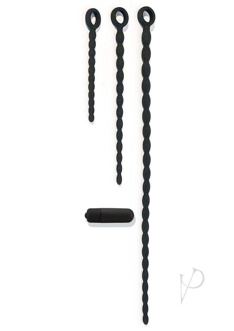 Premium Silicone Urethral Sounding Trainer Kit with Bullet Vibrator - 3 Piece Set (Black) for Medical Training & Sensual Exploration - Perfect for Professional Use & Adult Play