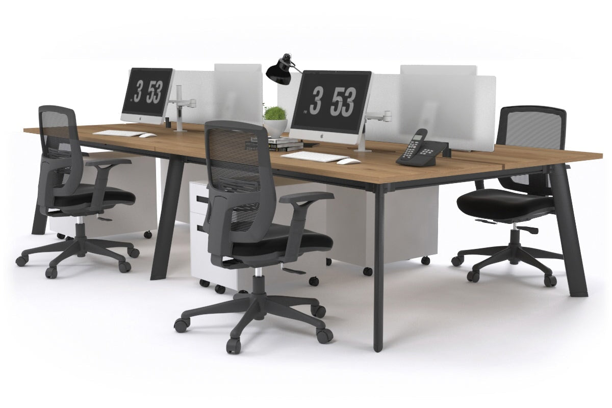 4-Person Workstation with Black Frame - 1800L x 800W Office Desk with Cable Management | Perfect for Team Collaboration & Open Office Spaces