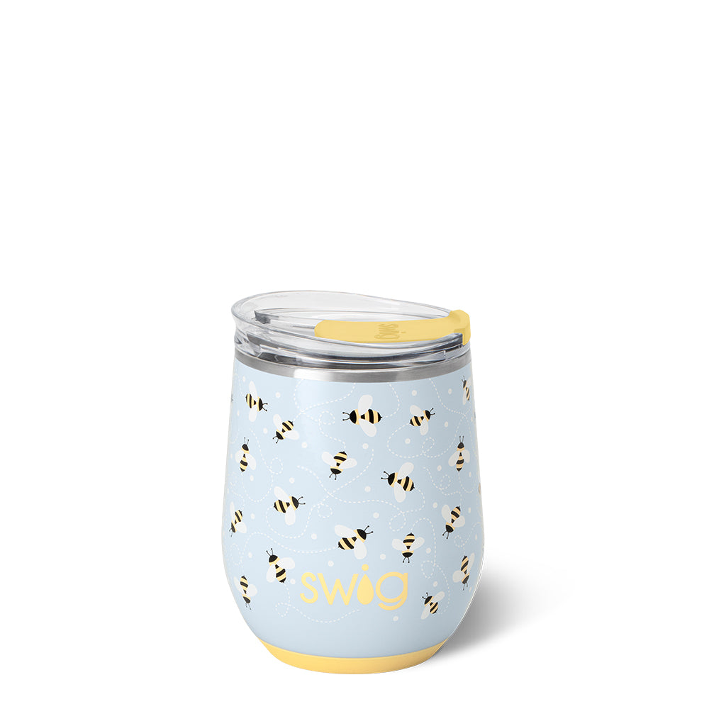 Busy Bee Stemless Wine Glass 12oz - Elegant & Durable for Red, White, and Rosé - Perfect for Parties, Weddings, and Home Entertaining