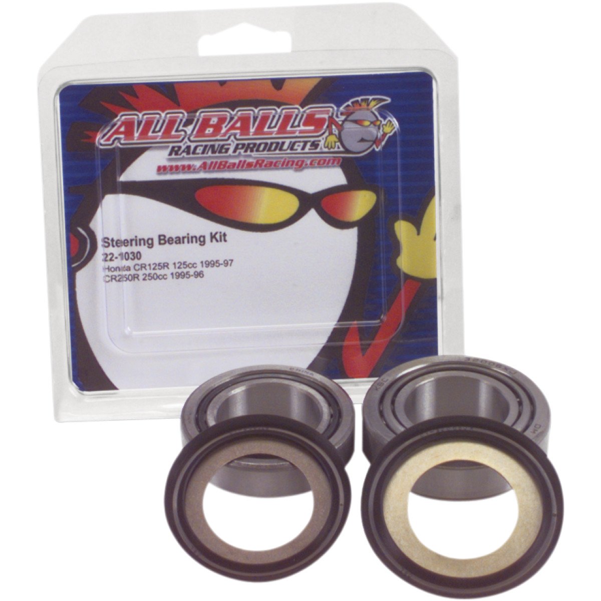All Balls Steering Stem Bearings Kit 22-1004-A - High Performance Motorcycle Steering Bearings Replacement for Smooth Handling - Perfect for Off-Road, Dirt Bike & ATV Maintenance