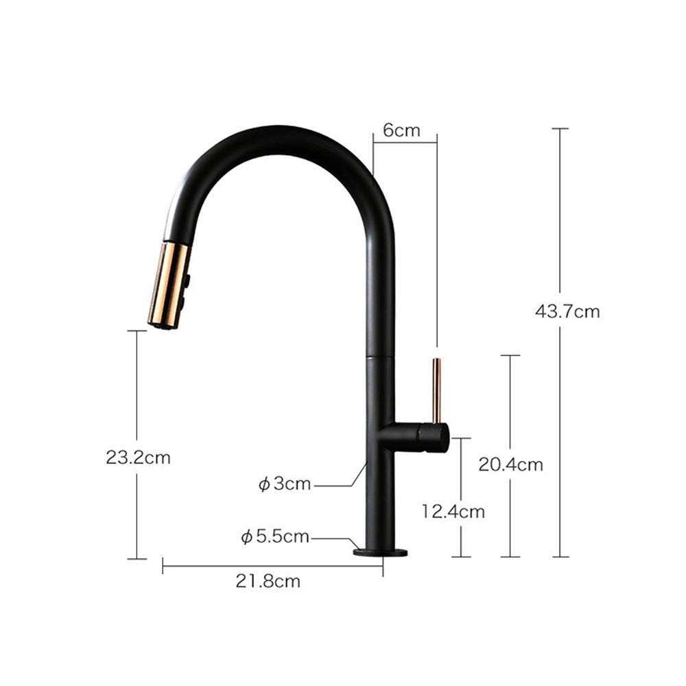 **Pull-Out Kitchen Faucet with Swivel Spout & Sprayer - Modern Single Lever Monobloc Mixer Tap in Black Chrome - Ideal for Cooking, Washing Dishes & Multi-Tasking in the Kitchen**