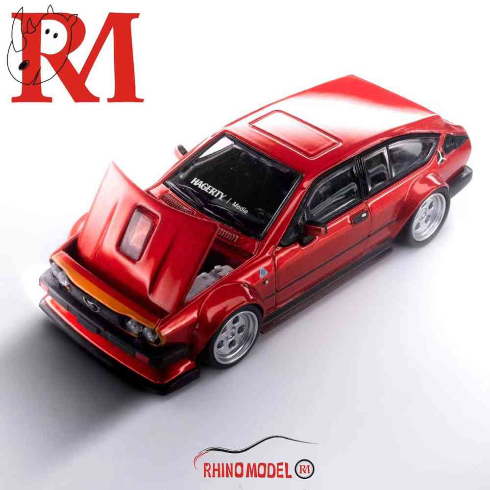1:64 Scale Alfa Romeo GTV6 Wide Body Modified Diecast Model Car with Open Hood & Engine Detail - Collectible Toy for Adults, Car Enthusiasts & Gift Ideas - Perfect for Display, Racing Collections & Home Decor
