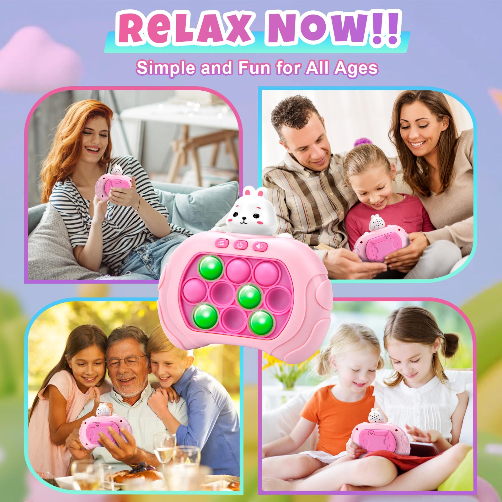 Electronic Pop It, Quick Push Pop Game Fidget Toy for Kids & Adults - Stress Relief Bubble Popper Sensory Toy - Perfect Gift for Children, Girls & Boys - Great for Anxiety Relief, Focus & Classroom Activities