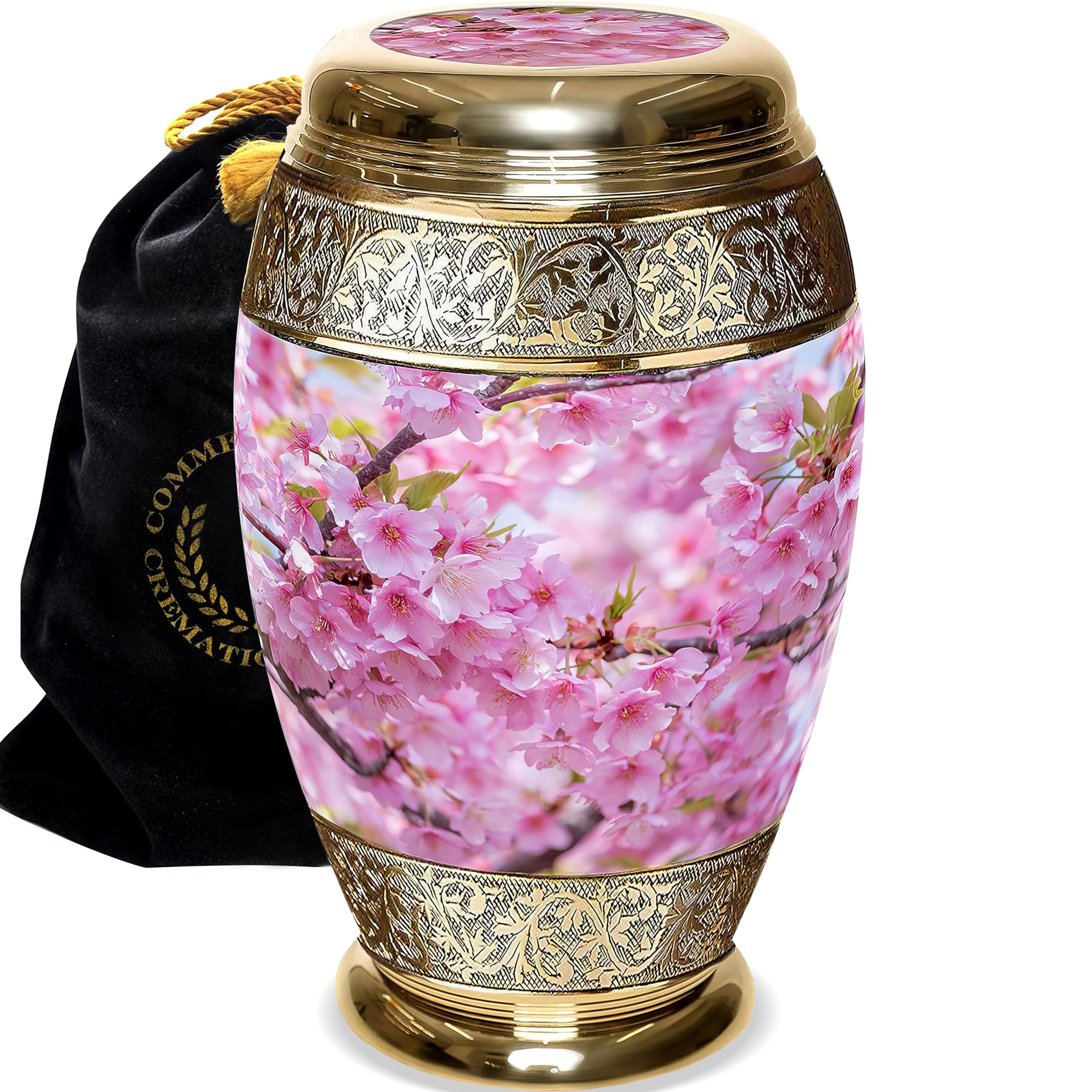 Extra Large Cherry Blossom Cremation Urn for Women - Personalized Handcrafted Rose Urn for Human Ashes - Adult Female Memorial Urn for Home Decoration | Perfect for Memorial Services, Funeral Homes & Family Keepsakes