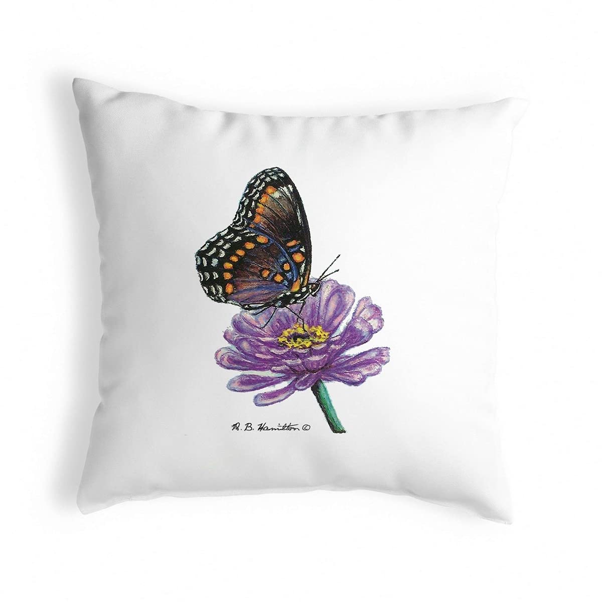 Betsy Drake KS049 Decorative Throw Pillow 12x12 Inches - Soft Multi-Color Cushion for Sofa, Bed, Living Room & Home Decor
