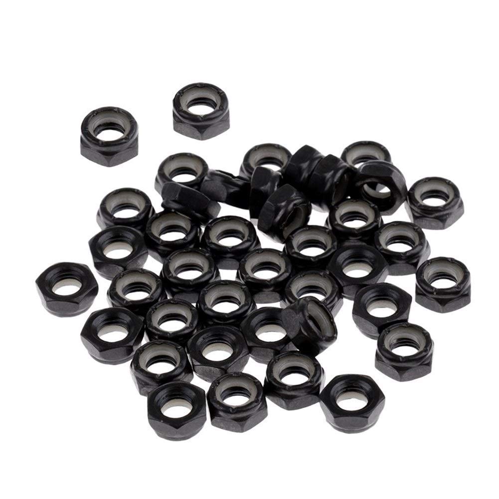 50pcs Black Skateboard Trucks Axle Nuts - Heavy Duty Replacement Hardware for Longboard & Skateboard Wheels - Perfect for DIY Repairs and Maintenance