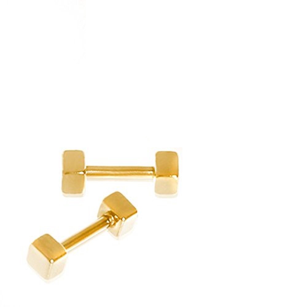 Gold Plated Cubed Cartilage Earrings - WildKlass Jewelry for Daily Wear