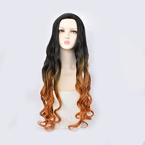 Demon Slayer Kamado Nezuko Cosplay Wig - Gradient Orange & Black Anime Wig with Cap | Kimetsu No Yaiba Costume Accessory for Women & Kids | Perfect for Halloween, Christmas, Cosplay Events & Anime Conventions