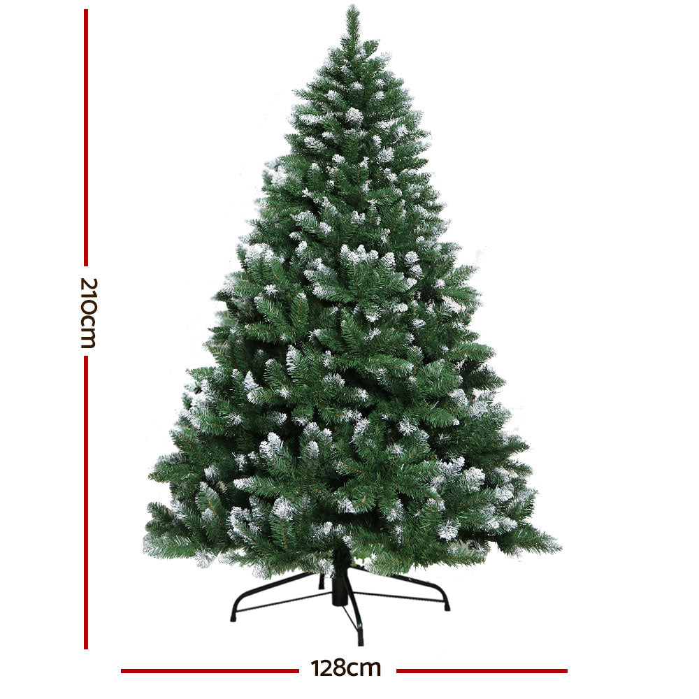 2.1M Snowy Green Artificial Christmas Tree with 1000 Tips - Premium Xmas Decor for Home, Office & Holiday Parties
