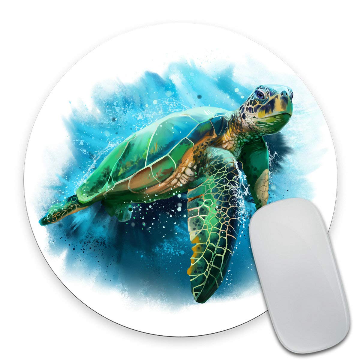 Custom Watercolor Sea Turtle Gaming Mouse Pad - Non-Slip Rubber Base, 7.9x7.9 Inches - Perfect for PC, Laptop & Office Workstations