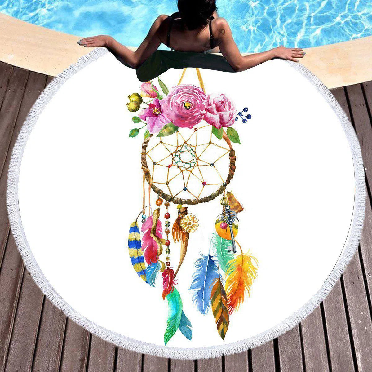 Premium Maui Beach Round Beach Towel - Soft, Absorbent & Quick-Drying for Pool, Sand & Sunbathing - Hawaiian Tropical Design for Vacation & Outdoor Use
