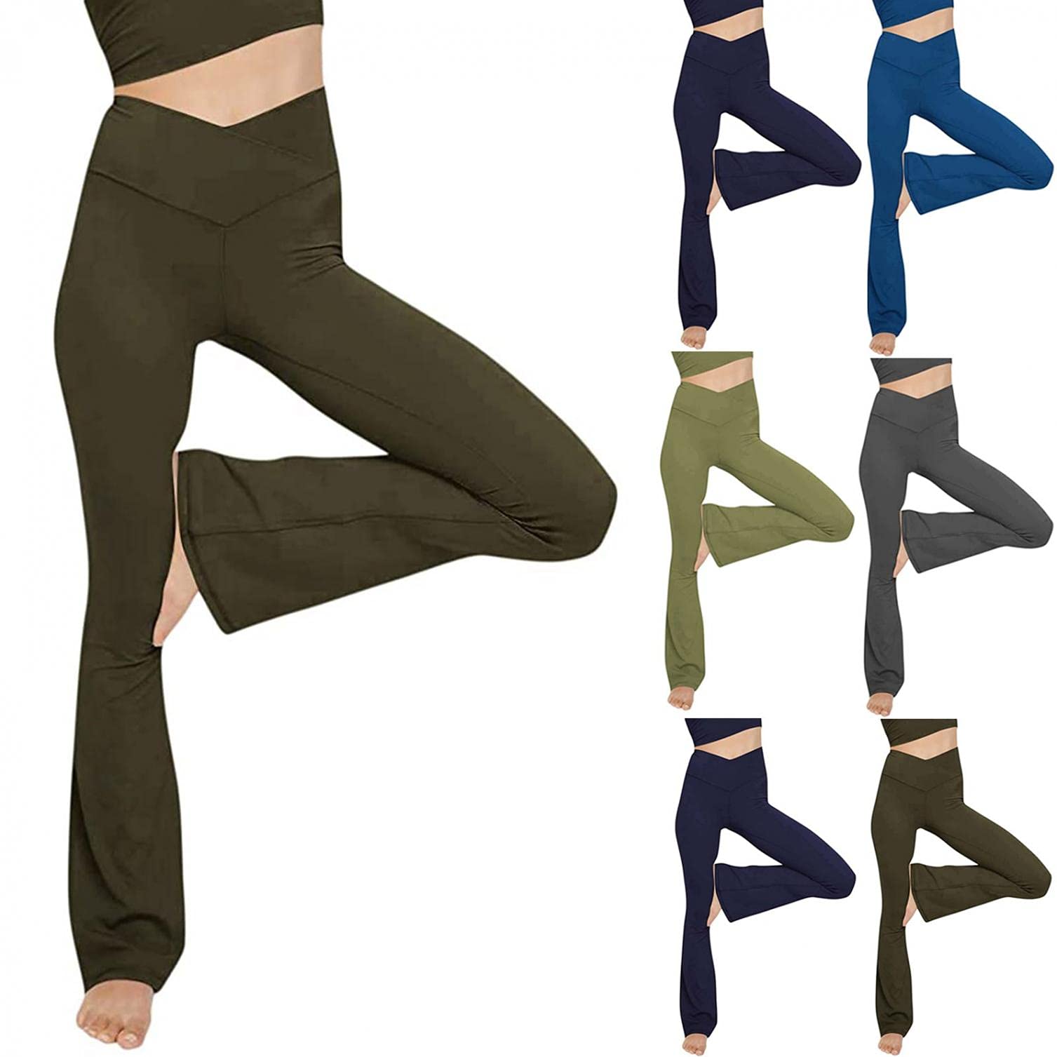 Women's High Waist Yoga Leggings - Tummy Control Bootcut Pants for Workout & Office
