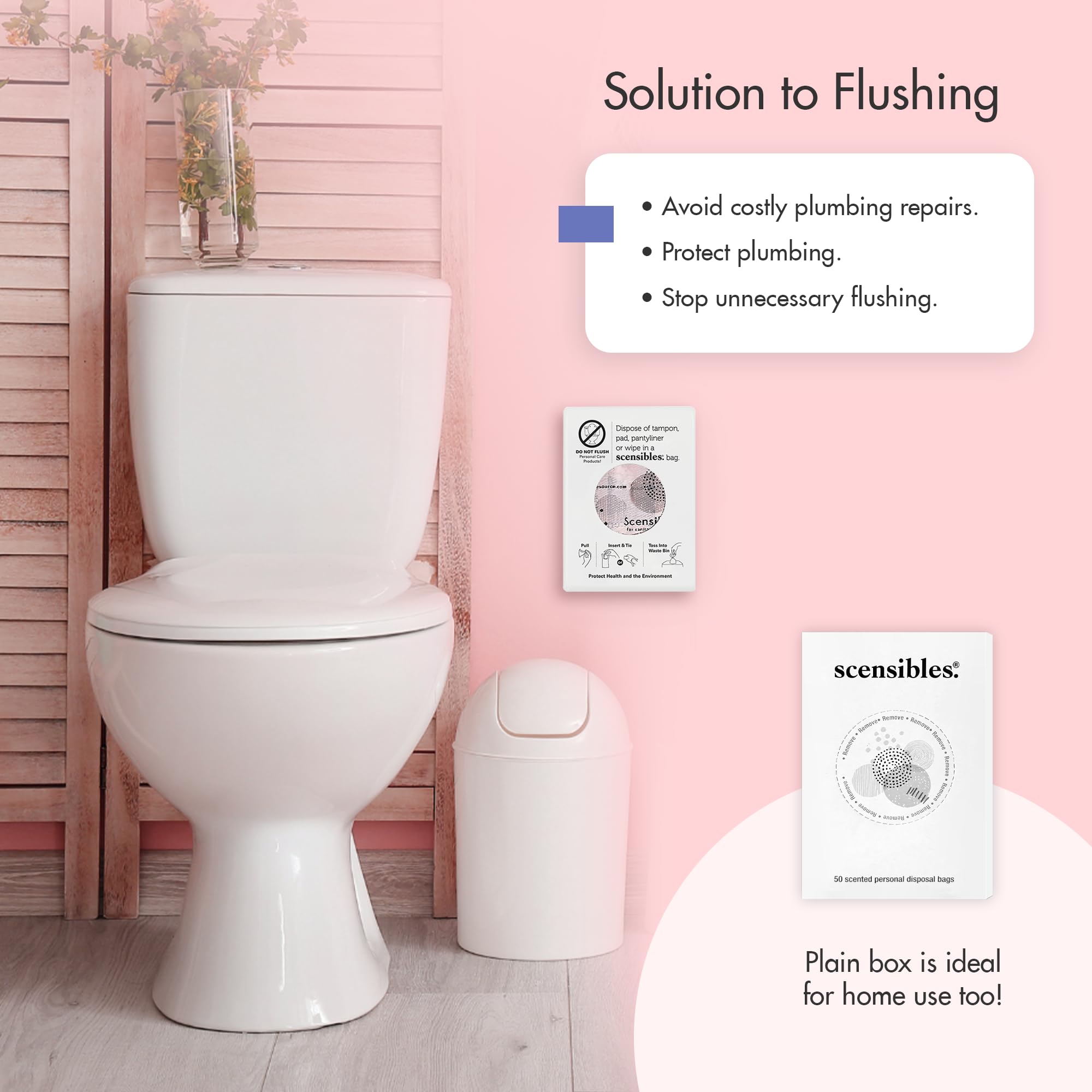 Eco-Friendly Disposal Bags for Menstrual Products - 50 Count Refill Box - Biodegradable Waste Bags for Tampons, Pads & Panty Liners | Perfect for Travel, Home & Public Restroom Hygiene