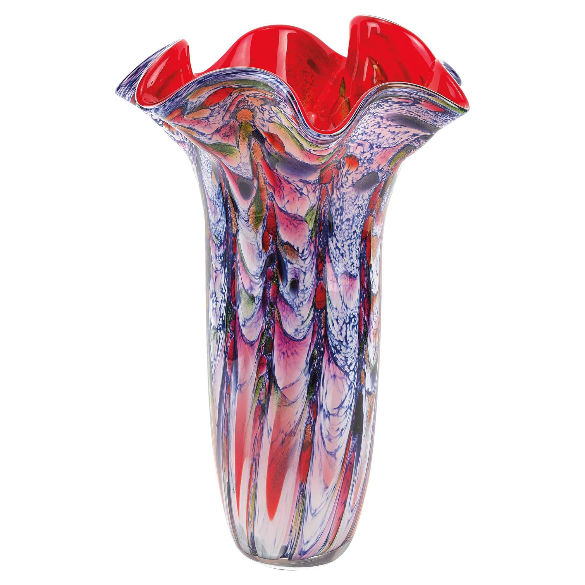 HomeRoots 17 Multicolor Glass Art Napkin Vase - Elegant Table Centerpiece for Weddings, Parties & Home Decor