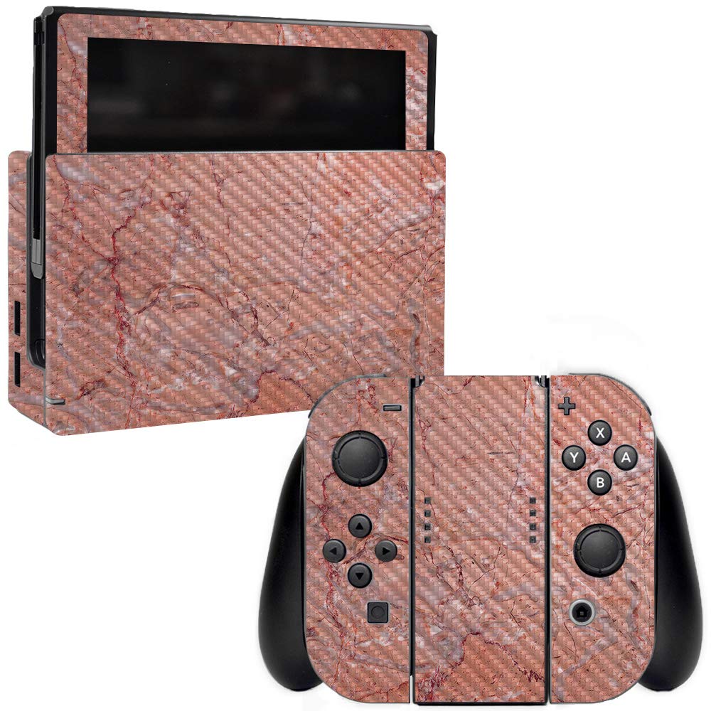 MightySkins Pink Marble Carbon Fiber Skin for Nintendo Switch - Protective Durable Textured Cover | Easy to Apply & Remove | Made in USA | Perfect for Gaming, Travel & Customization