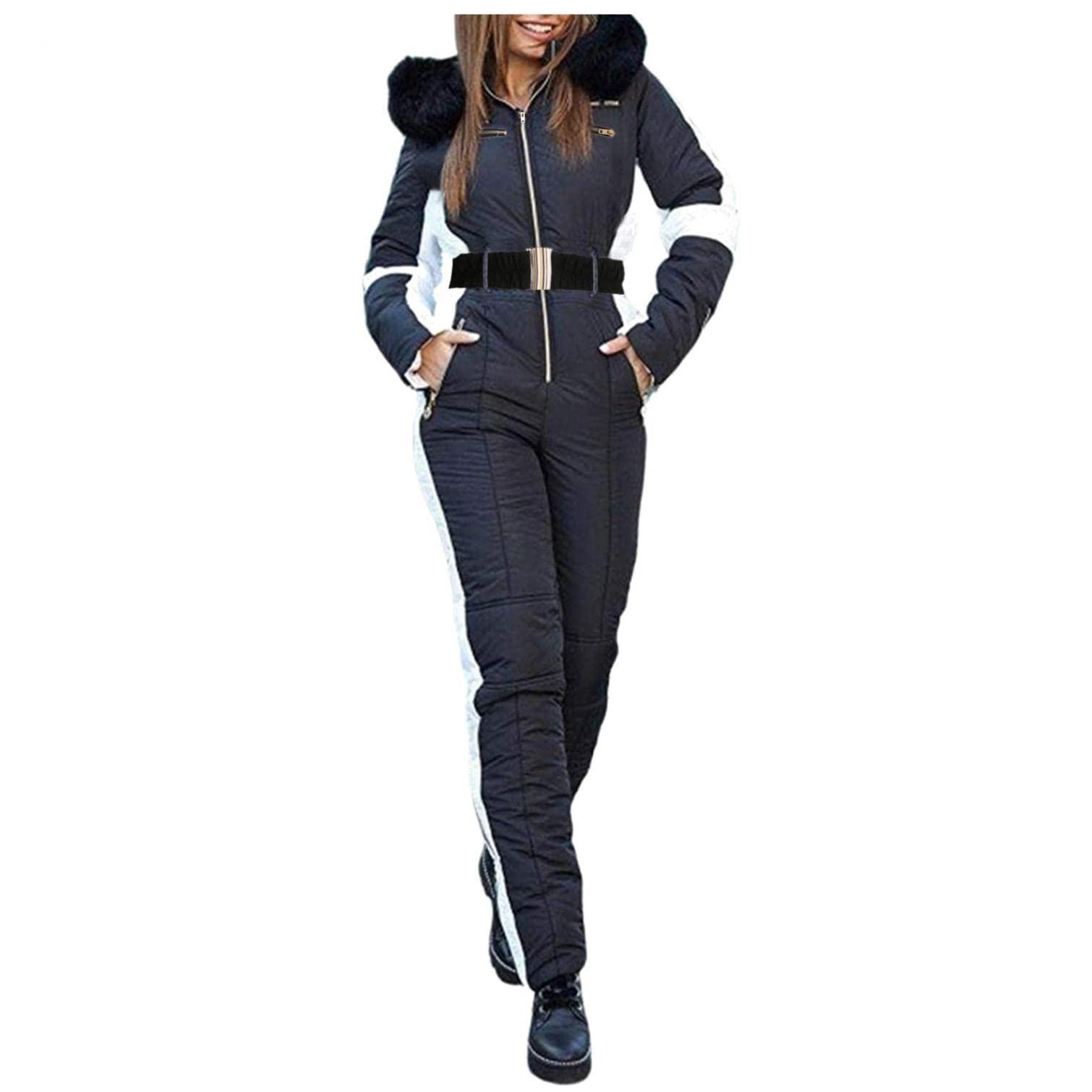 Women's Waterproof Snow Suits - Hooded Fur Collar Ski Outfits & Winter Jumpsuits for Outdoor Sports | Perfect for Skiing, Snowboarding & Cold Weather Adventures