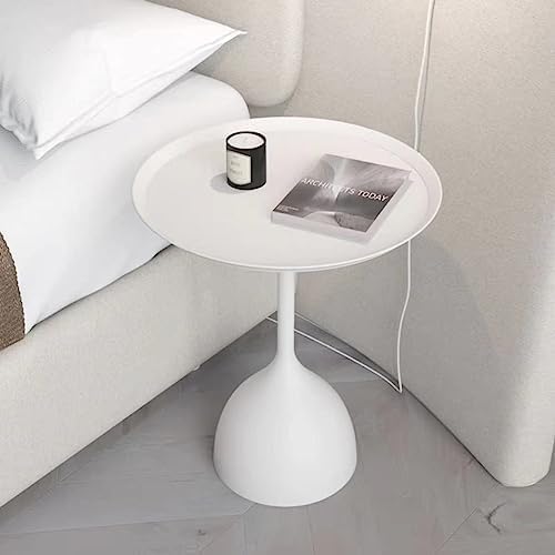 Modern Round Nesting Side Tables Set - Beige Metal End Tables for Living Room, Bedroom & Sofa | Coffee Table, Console Table & Pedestal Table for Home Decor