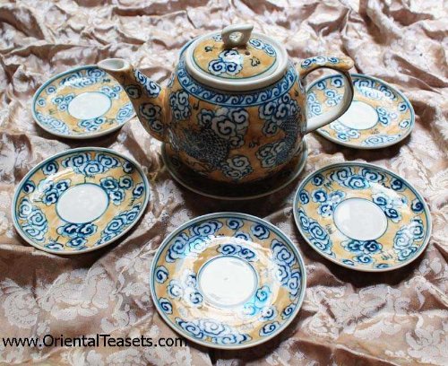 Premium Vietnamese Tea Set - Authentic Ceramic Tea Pot with Cups, Traditional Handcrafted Design for Home & Office Use | Perfect for Gifts, Relaxation & Tea Ceremonies