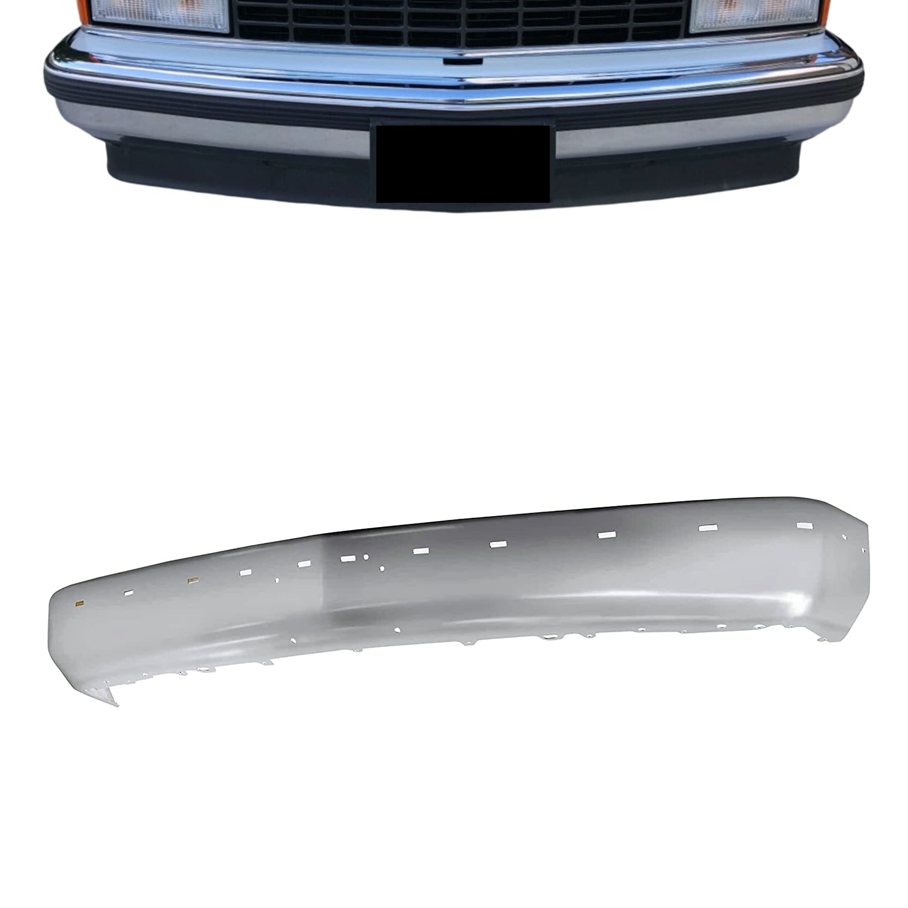 Chrome Steel Front Bumper Replacement for 1988-2000 Chevrolet C/K Pickup 1500 2500 3500 Blazer Tahoe - Durable Truck Bumper for Off-Road & Daily Driving