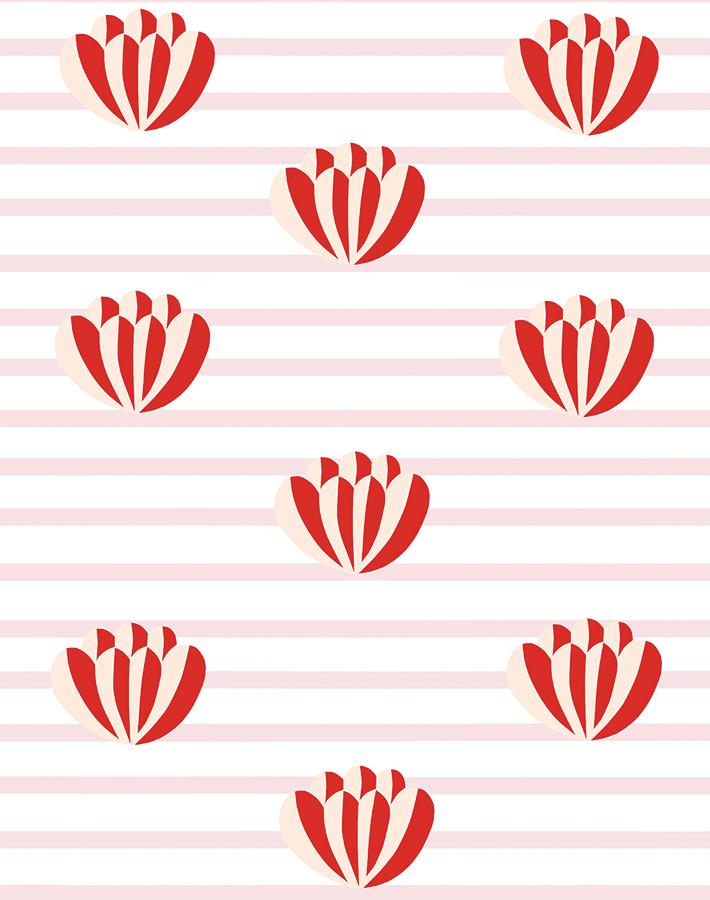 Clare V. 'Lotus Stripe' Pink Wallpaper - Peel and Stick Removable Wallpaper for Bedroom, Nursery & Home Decor