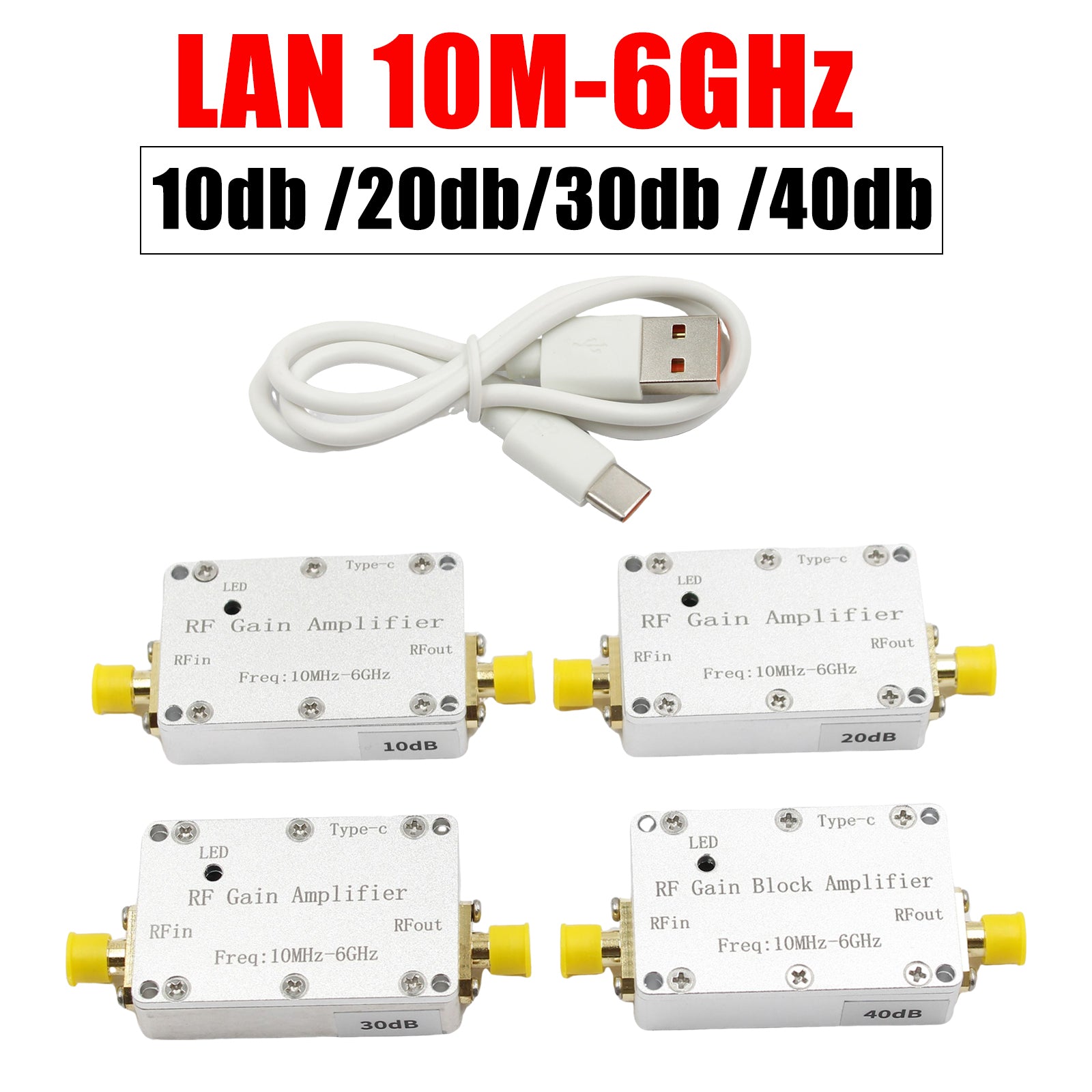 10M-6GHz RF Amplifier - 10dB/20dB/30dB/40dB High Gain Driver Receiver - Signal Booster for Ham Radio, Wireless Communication & Antenna Systems
