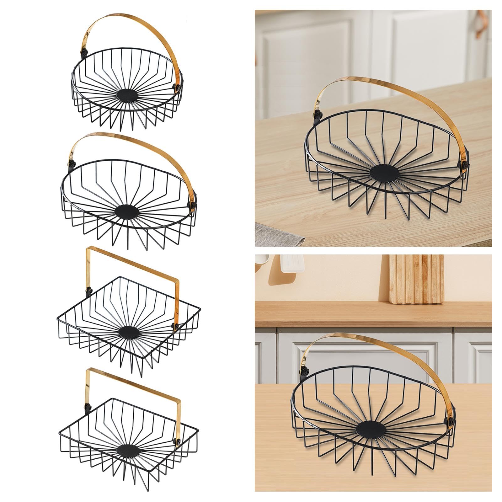 CALANDIS® Round Fruit Basket with Handle - Countertop & Tabletop Holder for Fruits, Bread, and Kitchen Decor - Perfect for Dining Room, Kitchen, and Party Serving
