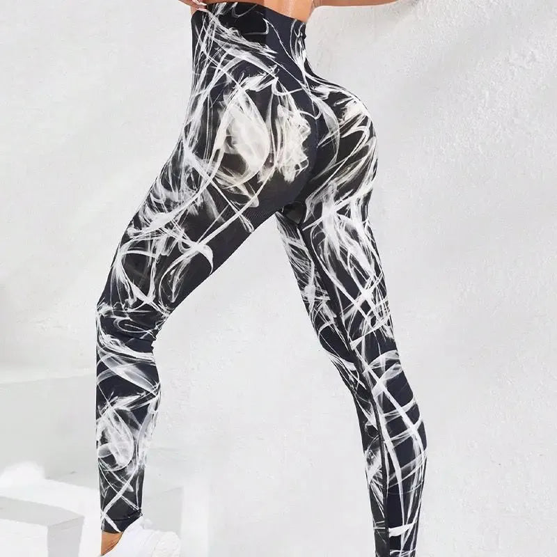 3D Printing Seamless Peach Tie Dye Yoga Pants - High Waist Push Up Workout Leggings for Women | Breathable Gym Tights, Running & Fitness Clothing | Perfect for Yoga, Pilates & Lounge Wear