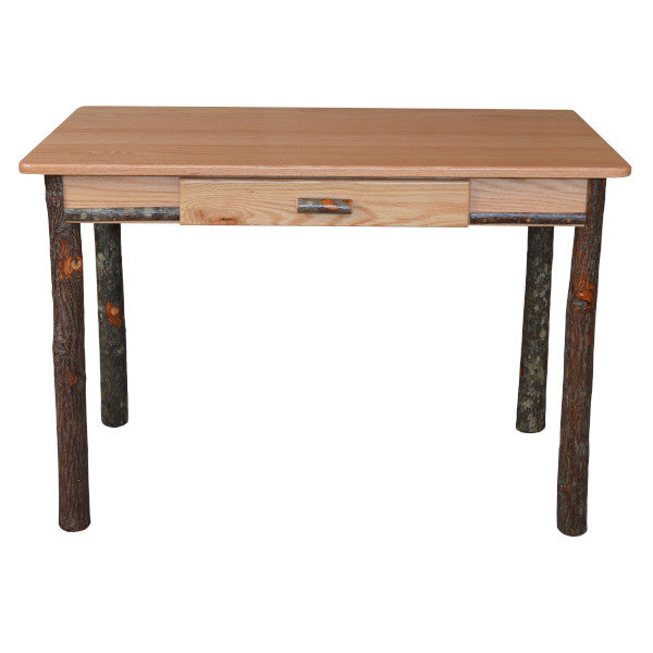 Solid Hickory Wood Writing Desk - Rustic Home Office Desk for Study & Work - Perfect for Home Office, Study Room, or Library