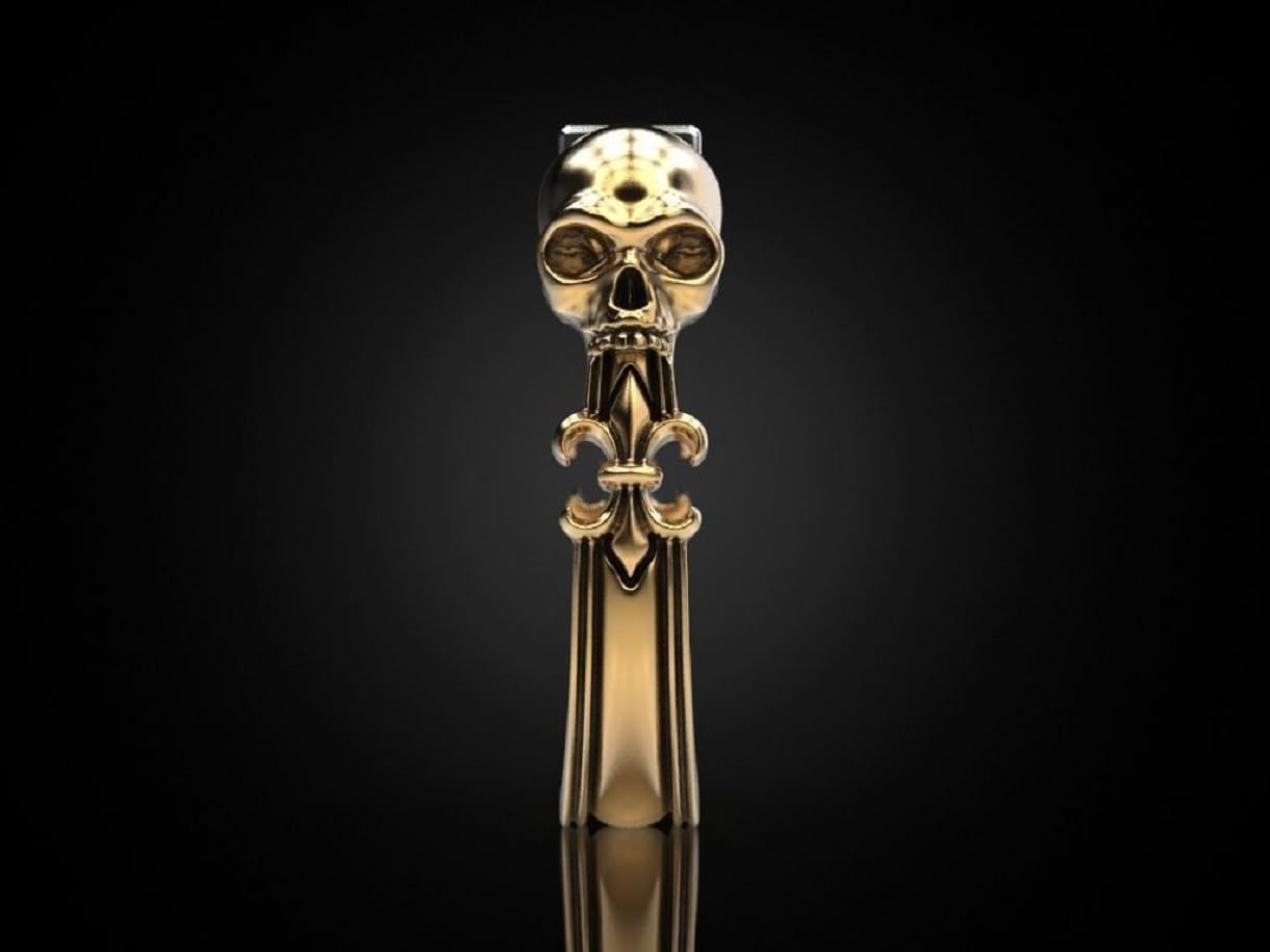 Skull Dice Biker Ring for Men - Gothic Punk Hip Hop Jewelry, Lucky Two-Tone Gold Halloween Skull Ring | Perfect for Bikers, Gamers & Gothic Fashion Enthusiasts