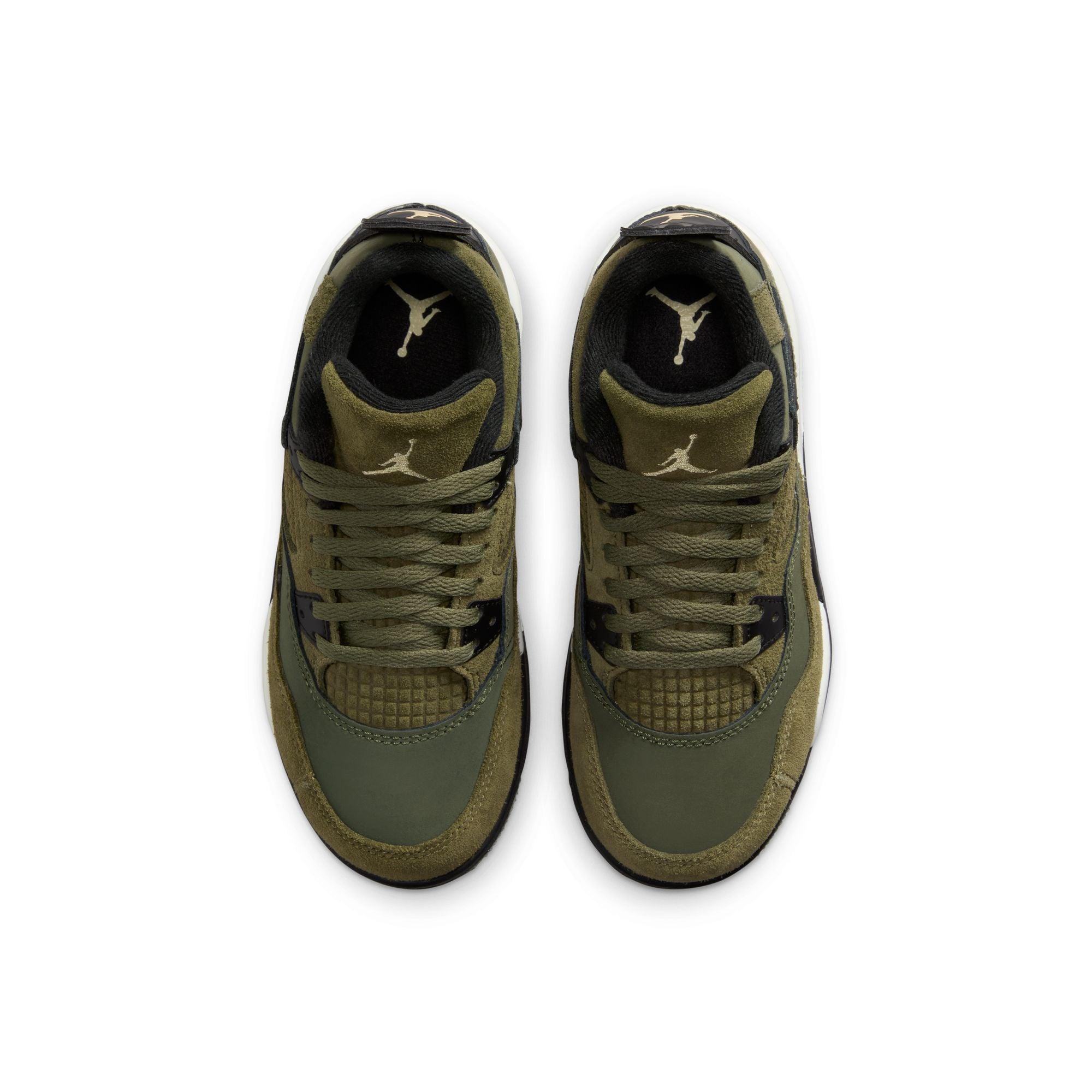 Air Jordan 4 Retro SE Craft 'Medium Olive' Kids Basketball Shoes - Lightweight Sneakers for Boys & Girls - Perfect for School, Sports & Casual Wear