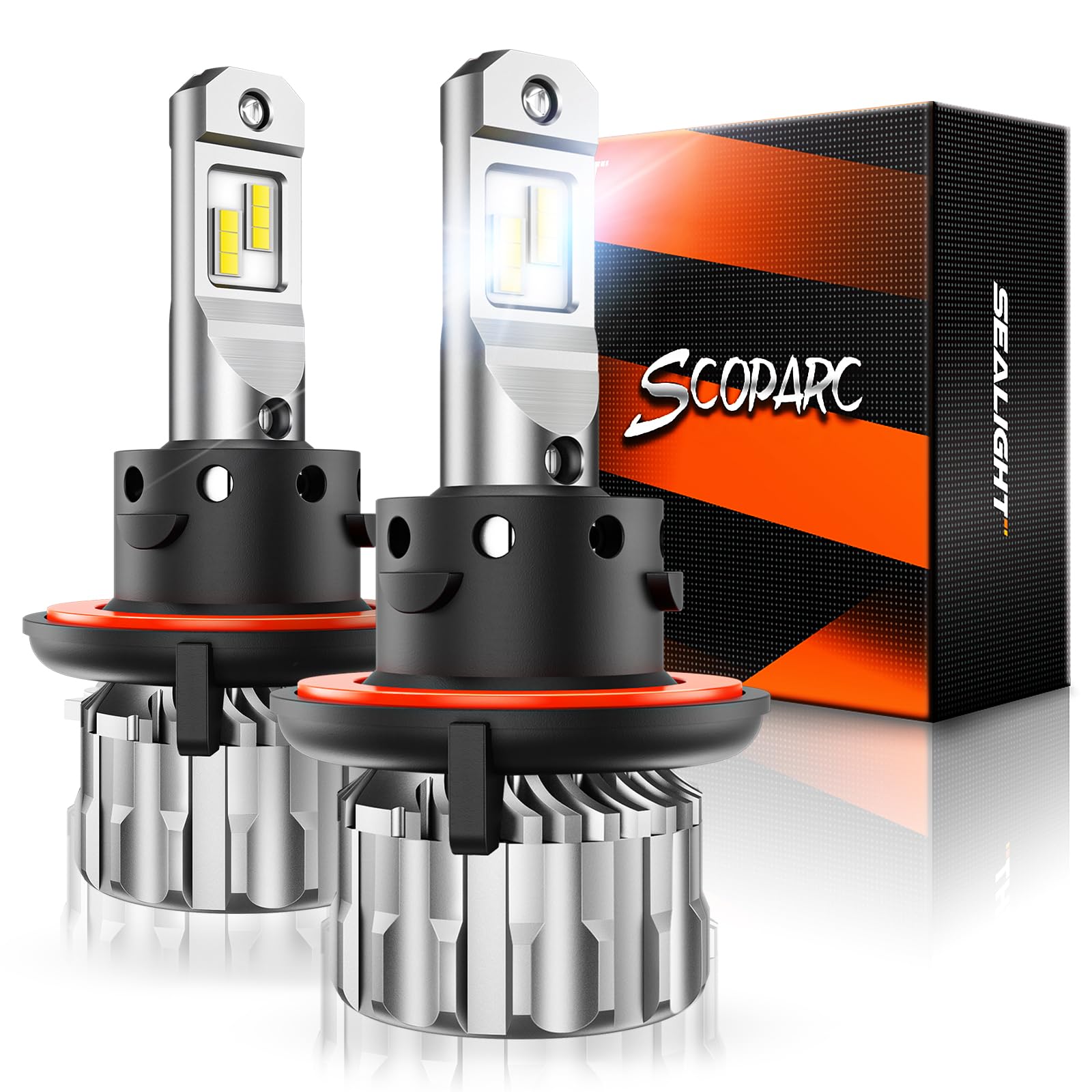 SEALIGHT H13 9008 LED Bulbs - 6500K Cool White 22000LM Super Bright Fog Lights - 600% Brighter Than Halogen - 60000 Hours Lifespan - High/Low Beam with Cooling Fan - Plug & Play Replacement - Pack of 2 - Perfect for Trucks, SUVs, Jeeps & Off-Road Vehicles in Foggy or Night Driving Conditions