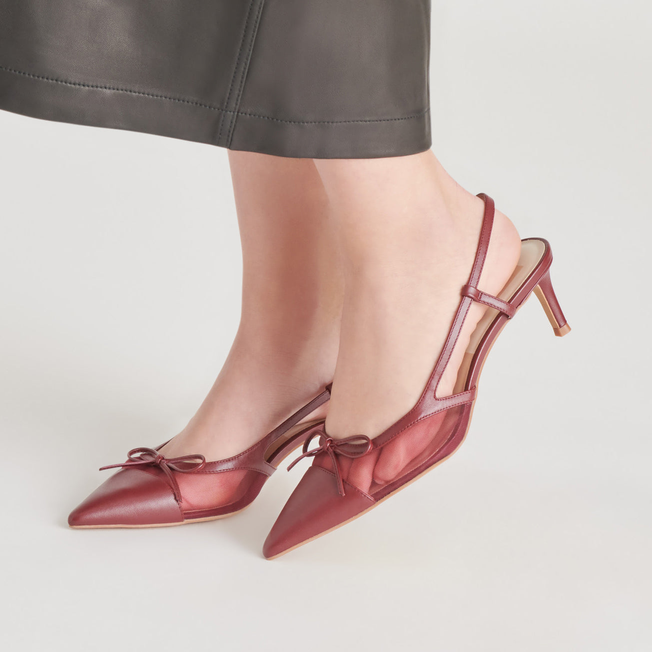 KANDI Women's Maroon Mesh High Heels - Stylish & Comfortable Dress Shoes for Parties, Weddings & Evening Events