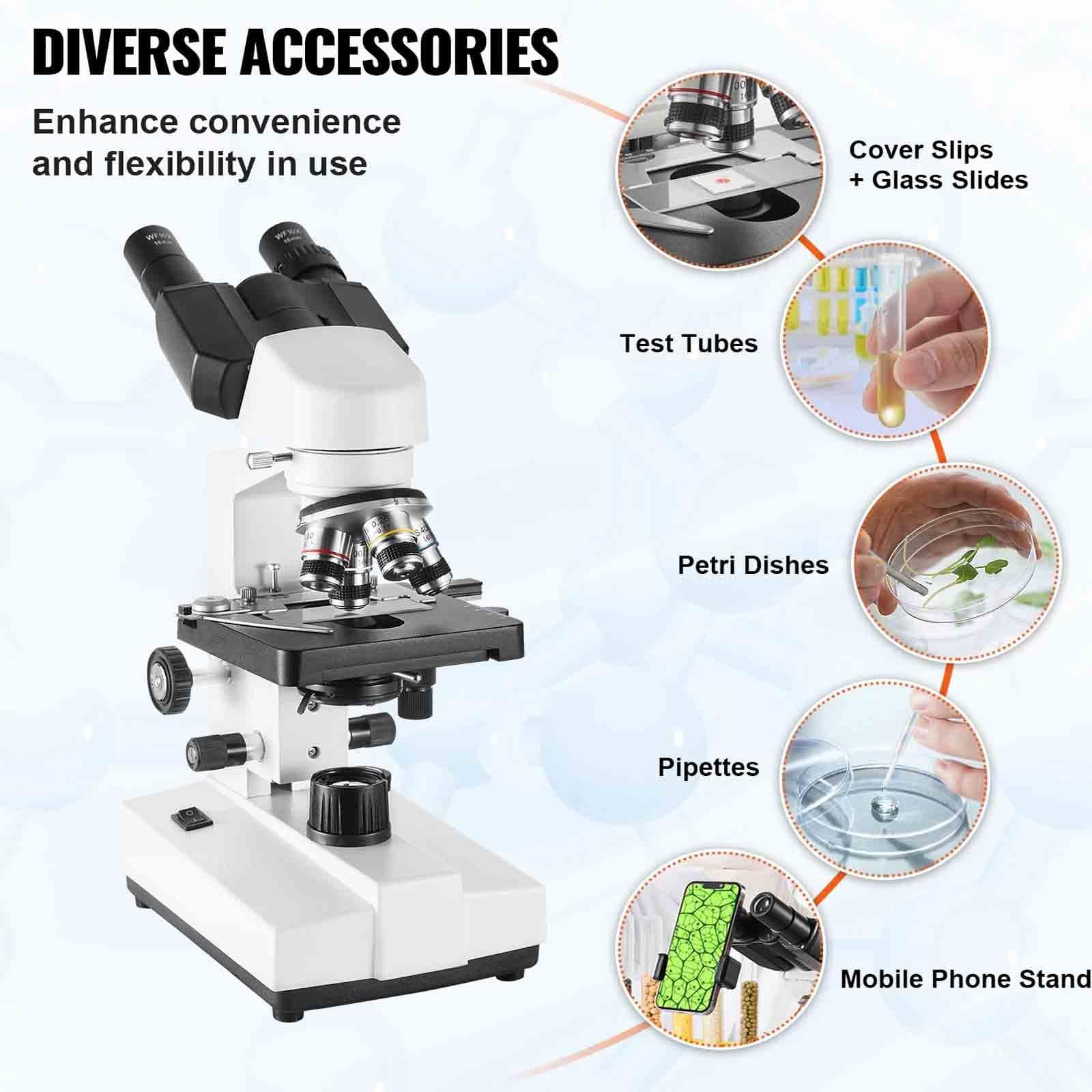 Professional Binocular Compound Microscope 30000X-70000X Magnification with LED Illumination & Phone Adapter - Ideal for Students, Adults & Kids - Perfect for Lab Research, Classroom Learning & Home Science Exploration